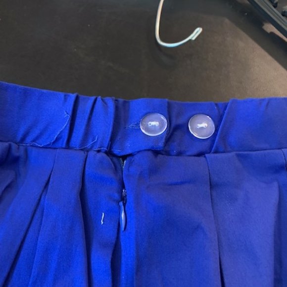 Taydey Women's Royal Blue A-Line Pleated Side Zip, Button Midi Skirt XL NWT - Picture 3 of 8
